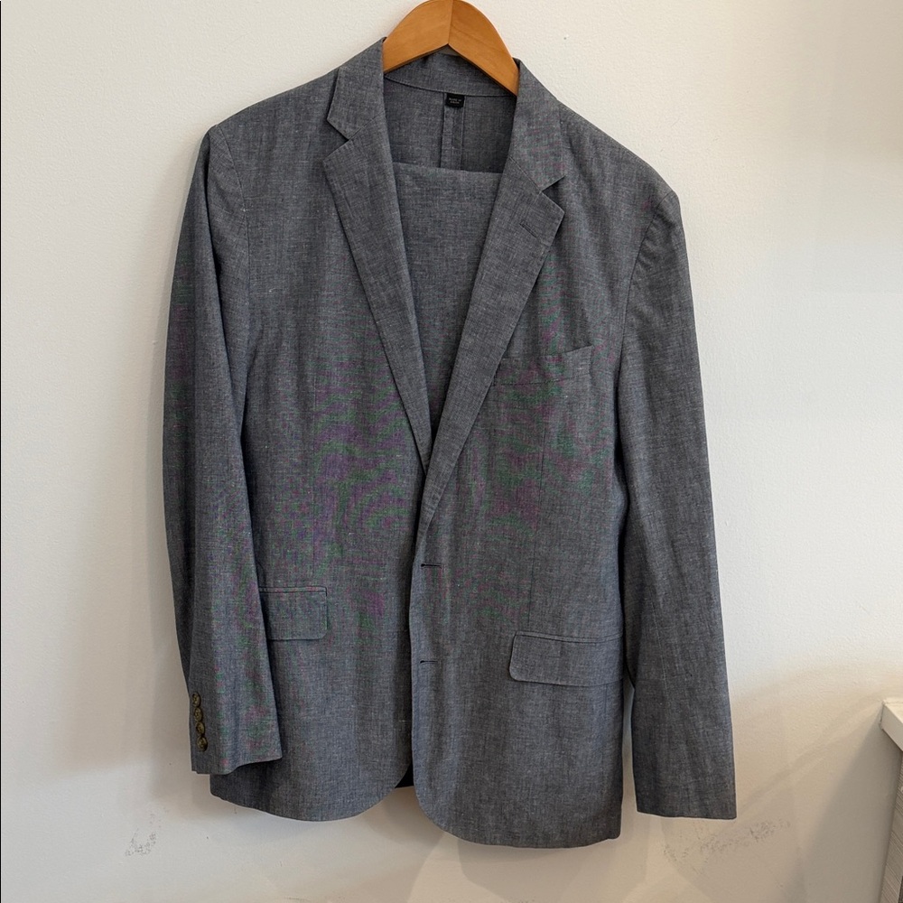 J. Crew Ludlow Chambray Gray Suit